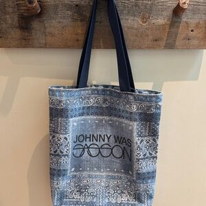 Johnny Was Denim Blue Paisley Tote